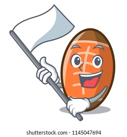 With Flag Rugby Ball Mascot Cartoon