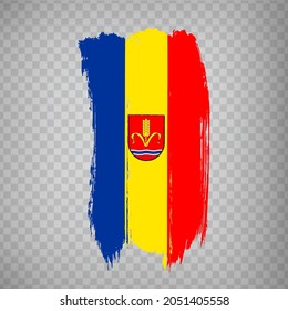 Flag of  Ruggell from brush strokes. Principality of Liechtenstein. Flag Ruggell of Liechtenstein on transparent background for your web site design,  app, UI. Liechtenstein. Stock vector.  EPS10.