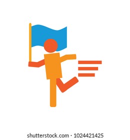 Flag Run Logo Icon Design