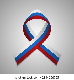 Flag of Russia. 12th of June. Vector illustration. Awareness ribbon on gray background. Independence day. National symbol. EPS10