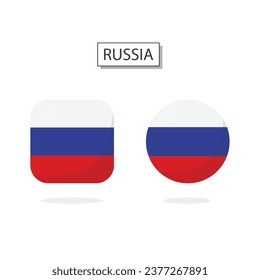 Flag of Russia 2 Shapes icon 3D cartoon style.