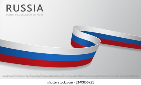 Flag of Russia. 24th of August. Vector illustration. Ribbon in colors of russian flag on gray background. Independence day. National symbol. EPS10.