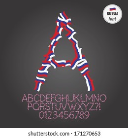 Flag of Russia Alphabet and Digit Vector