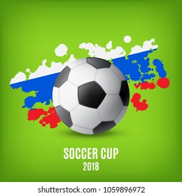 Flag of Russia and ball. Soccer championship concept. EPS10 vector