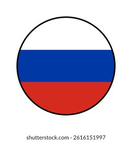 Flag of Russia. Black edge. Russia button flag logo icon computer vector illustration design.