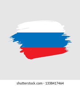 Flag of Russia with brush strokes effect. Vector Eps 10