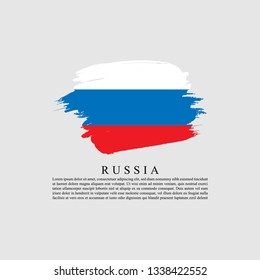 Flag of Russia with brush strokes effect and informationt text poster. Vector Eps 10