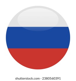 Die Flagge Russlands. Button-Flag-Symbol. Standardfarbe. Circle Icon Flag. 3D-Abbildung. Computergrafik. Digitale Illustration. Vektorgrafik.