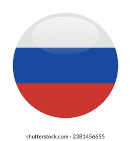 The flag of Russia. Button flag icon. Standard color. Circle icon flag. 3d illustration. Computer illustration. Digital illustration. Vector illustration.