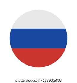 La bandera de Rusia. Icono de indicador de botón. Color estándar. Indicador de icono de círculo. Ilustración del equipo. Ilustración digital. Ilustración vectorial.