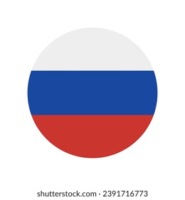 The flag of Russia. Button flag icon. Standard color. Circle icon flag. Computer illustration. Digital illustration. Vector illustration.