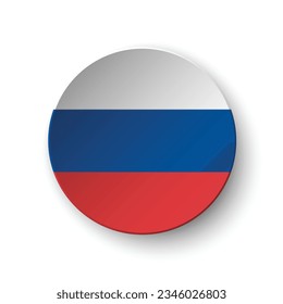 The flag of Russia. Circle icon flag. Button flag icon. Standard color. 3d illustration. Computer illustration. Digital illustration. Vector illustration.