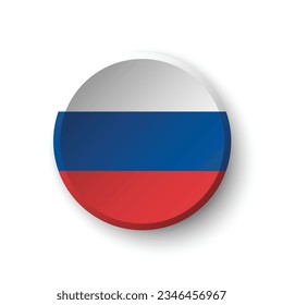 The flag of Russia. Circle icon flag. Button flag icon. Standard color. 3d illustration. Computer illustration. Digital illustration. Vector illustration.