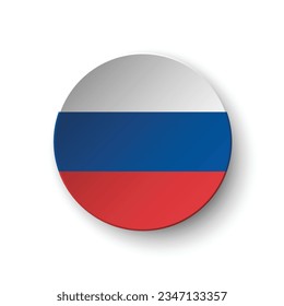 The flag of Russia. Circle icon flag. Button flag icon. Standard color. 3d illustration. Computer illustration. Digital illustration. Vector illustration.