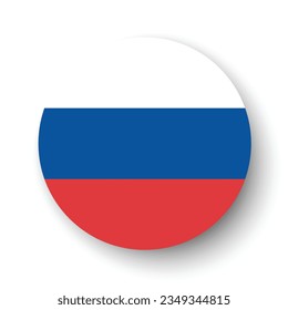 The flag of Russia. Circle icon flag. Button flag icon. Standard color. 3d illustration. Computer illustration. Digital illustration. Vector illustration.