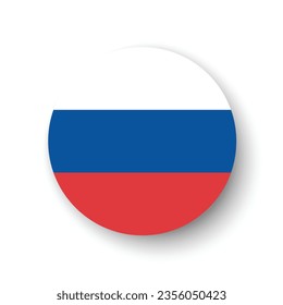 The flag of Russia. Circle icon flag. Button flag icon. Standard color. 3d illustration. Computer illustration. Digital illustration. Vector illustration.