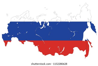 Flag of russia or colored map icon vector.