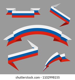 Flag of Russia. Flat ribbons set. Design elements. Vector Illustration.