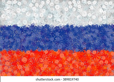 Flag of Russia with flowers