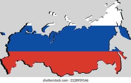 Flag of Russia in the form of a map. The concept of the national flag and map. White background. Vector illustration