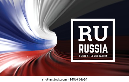 Flag of Russia in the form of a spiral pipe in the form of colors of the Russian flag. Inside view. Vector illustration
