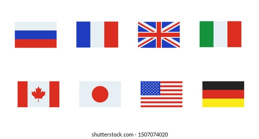 flag russia france usa uk italy canada japan garmany white background