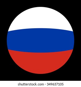 Flag of Russia in globe form on black background