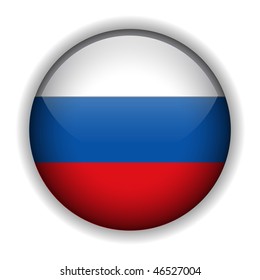 Flag of Russia, glossy button, vector