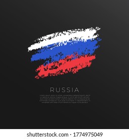 Flag of Russia in Grunge Brush Stroke : Vector Illustration