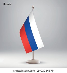 Flag of Russia hanging on a flag stand. Usable for summit or conference presentaiton