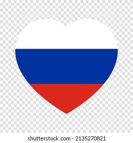 Flag of Russia in heart shape. Russia national symbol. Vector illustration