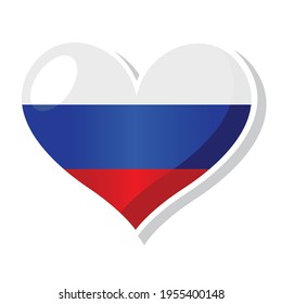 Bandera de Rusia en forma de corazón - Ilustración vectorial