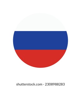 The flag of Russia. Flag icon. Standard color. Round flag. 3d illustration. Computer illustration. Digital illustration. Vector illustration.