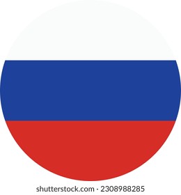The flag of Russia. Flag icon. Standard color. Round flag. 3d illustration. Computer illustration. Digital illustration. Vector illustration.
