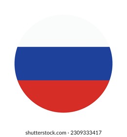 The flag of Russia. Flag icon. Standard color. Round flag. 3d illustration. Computer illustration. Digital illustration. Vector illustration.