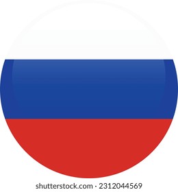The flag of Russia. Flag icon. Standard color. Round flag. 3d illustration. Computer illustration. Digital illustration. Vector illustration.