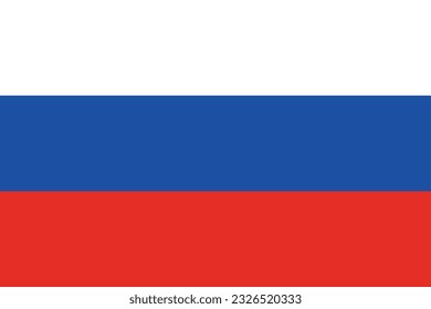 The flag of Russia. Flag icon. Standard color. Standard size. A rectangular flag. Computer illustration. Digital illustration. Vector illustration.