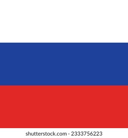 The flag of Russia. Flag icon. Standard color. A square flag. Computer illustration. Digital illustration. Vector illustration.