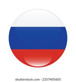 The flag of Russia. Flag icon. Standard color. Circle icon flag. 3d illustration. Computer illustration. Digital illustration. Vector illustration.