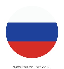 The flag of Russia. Flag icon. Standard color. Circle icon flag. 3d illustration. Computer illustration. Digital illustration. Vector illustration.