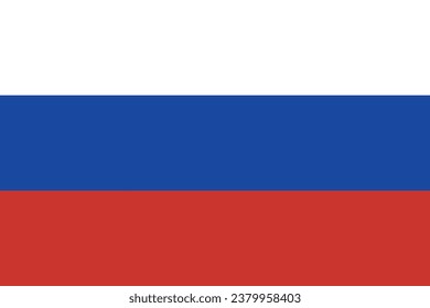 The flag of Russia. Flag icon. Standard color. Standard size. A rectangular flag. Computer illustration. Digital illustration. Vector illustration.