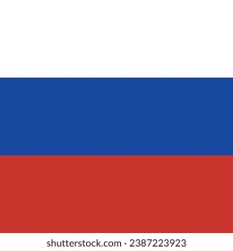 The flag of Russia. Flag icon. Standard color. A square flag. Square icon. Computer illustration. Digital illustration. Vector illustration.