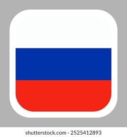 The flag of Russia. Flag icon. Standard color. flat vector square with rounded corners. Computer illustration. Digital illustration. Vector illustration