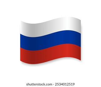 Ícone Bandeira da Rússia. Elemento de vetor ondulado com sombra. Melhor para aplicativos móveis, interface do usuário e design da Web.