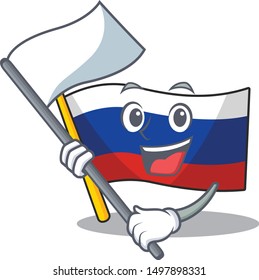 With flag flag russia isolated in the cartoon