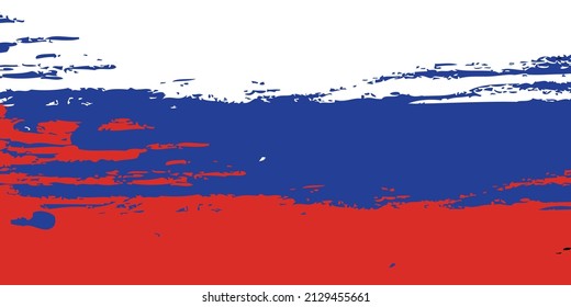 Flag of Russia isolated on white background. Hand-drawn style. Vector illustration. Design element for banner, leaflet, booklet.