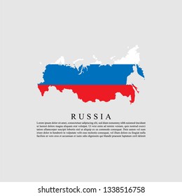 Flag of Russia maps territory and information text poster, Russian flag template design. vector eps 10