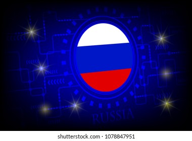 Flag of Russia on a background of technology.
