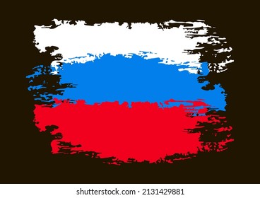 The flag of Russia is painted with paint. Paint, stain, blot