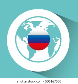 flag russia pin map design isolated vector illustration